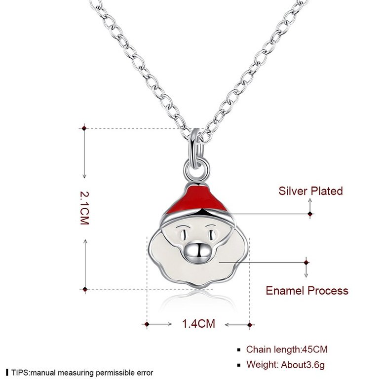 Wholesale Trendy Silver White Father Christmas Necklace Holiday Gift TGSPN614 1