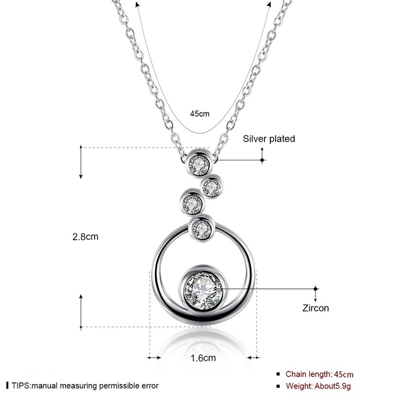 Wholesale Trendy Silver Round CZ Necklace TGSPN532 0