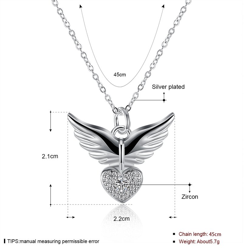 Wholesale Trendy Silver Heart CZ Necklace TGSPN536 0