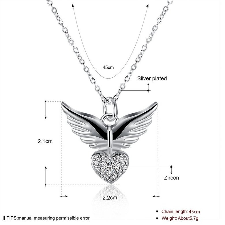 Wholesale Trendy Silver Heart CZ Necklace TGSPN536 0