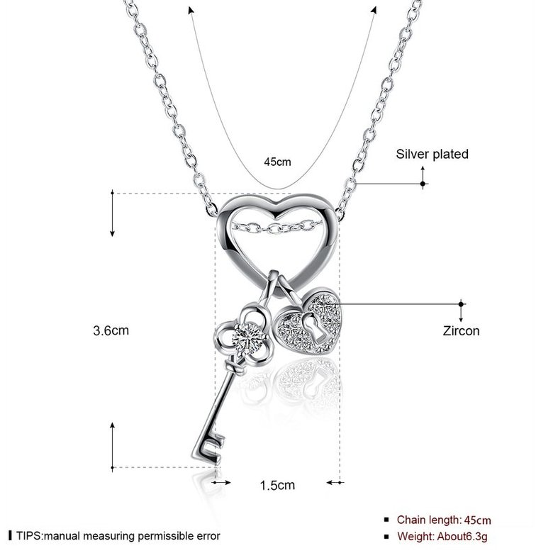 Wholesale Trendy Silver Key CZ Necklace TGSPN540 0