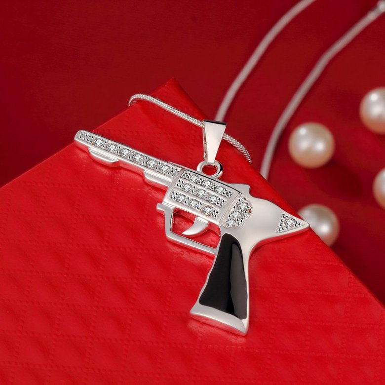 Wholesale Trendy Silver Gun Crystal Necklace TGSPN404 2