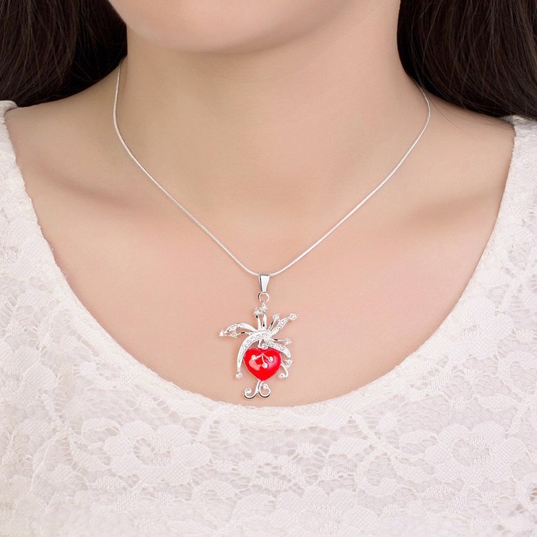 Wholesale Fashion Silver Arrow Heart Crystal Necklace TGSPN407 4