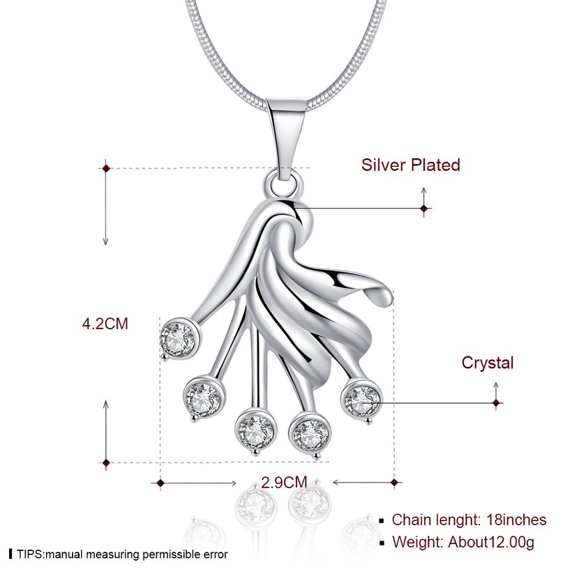 Wholesale Trendy Silver Fan Crystal Necklace TGSPN414 0