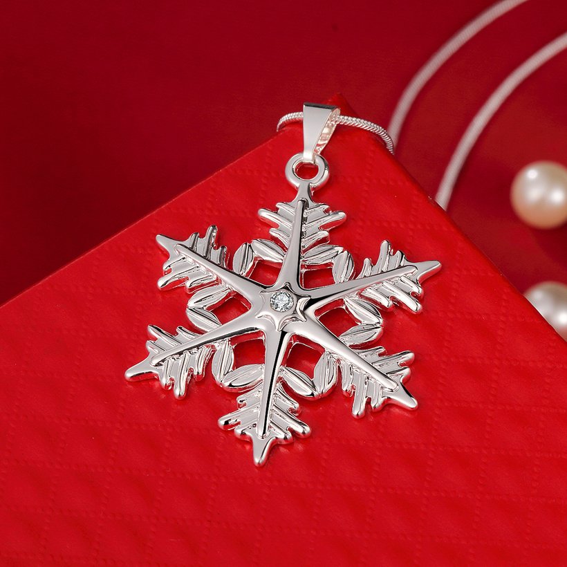 Wholesale Trendy Silver Snow Crystal Necklace TGSPN419 2
