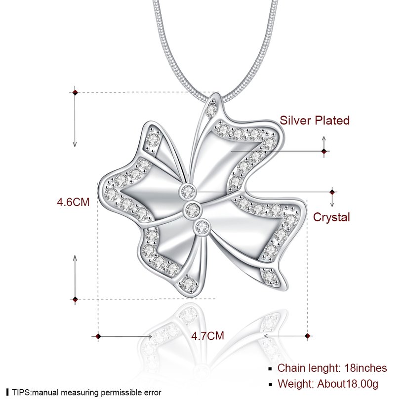 Wholesale Trendy Silver Bowknot Crystal Necklace TGSPN424 0