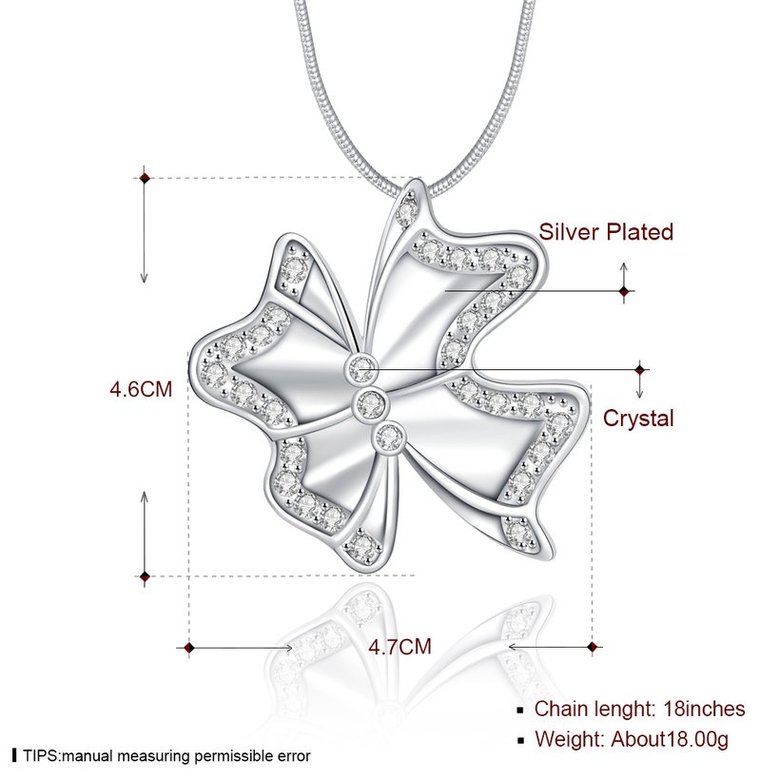 Wholesale Trendy Silver Bowknot Crystal Necklace TGSPN424 0