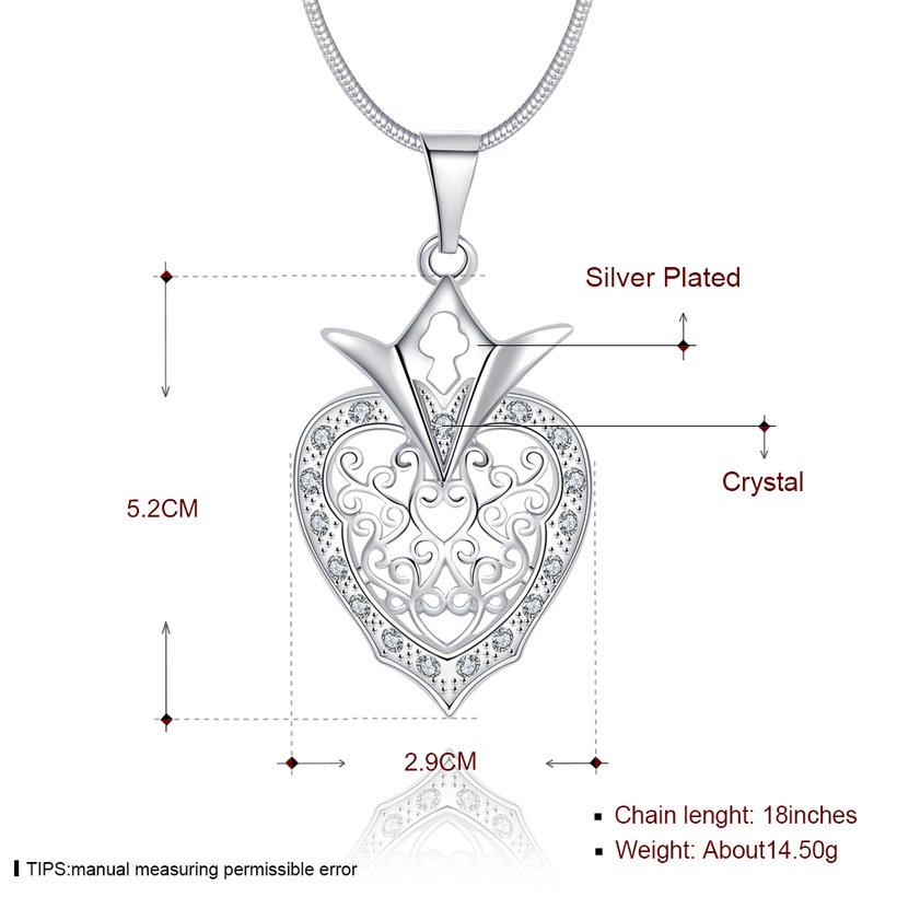 Wholesale Trendy Silver Heart Crystal Necklace Free Shipping TGSPN429 0
