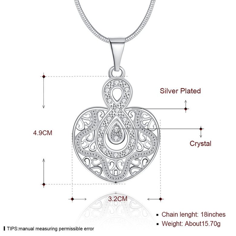 Wholesale Silver Heart Crystal Necklace TGSPN444 0