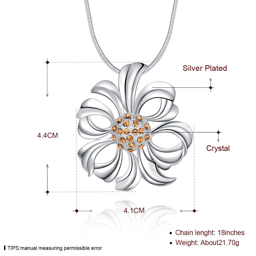 Wholesale Fashion Trendy Silver Hollow Flower Crystal Necklace TGSPN459 0