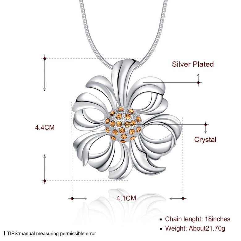 Wholesale Fashion Trendy Silver Hollow Flower Crystal Necklace TGSPN459 0