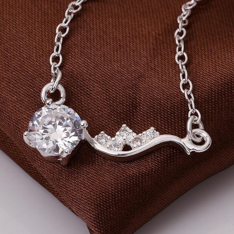 Wholesale Trendy Blue White Zinc Plant CZ Necklace TGSPN415 2