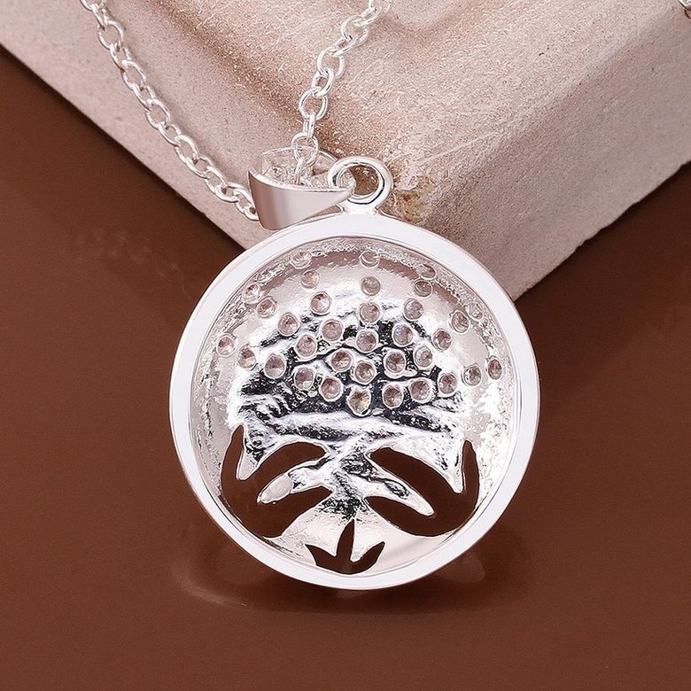 Wholesale Trendy Silver Round CZ Necklace TGSPN430 0
