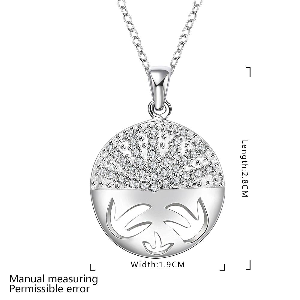 Wholesale Trendy Silver Round CZ Necklace TGSPN430 1