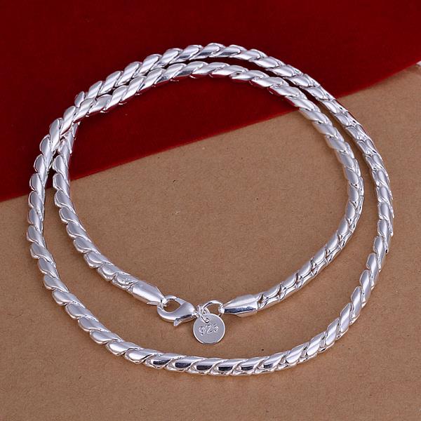 Wholesale Classic Silver Feather Necklace TGSPN495 1