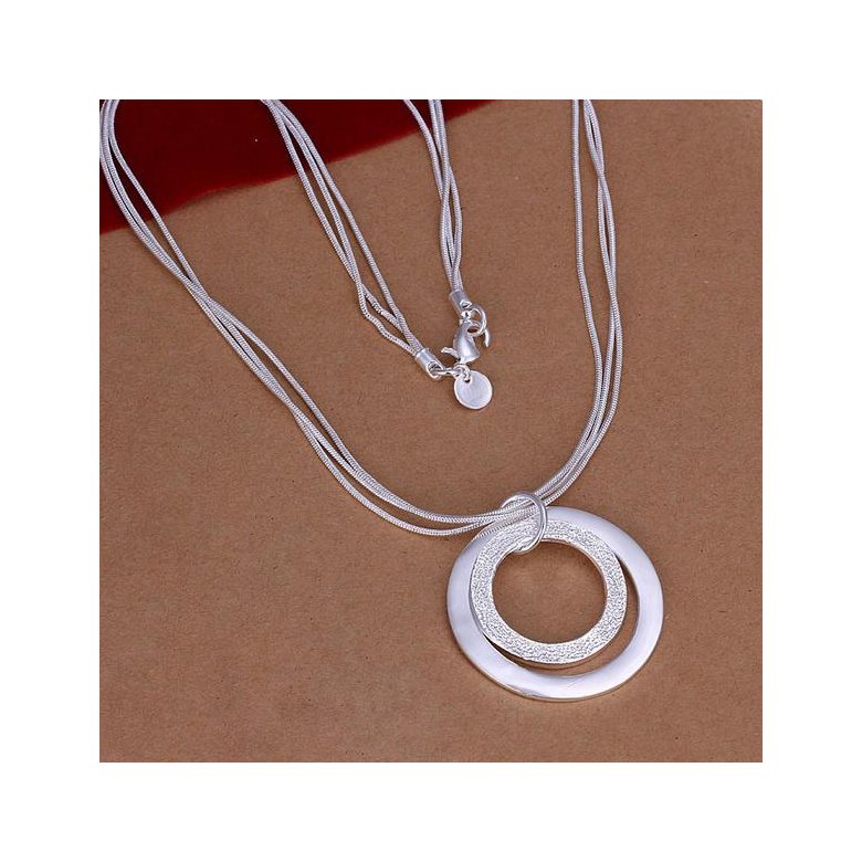 Wholesale Romantic Silver Round Necklace TGSPN601 0