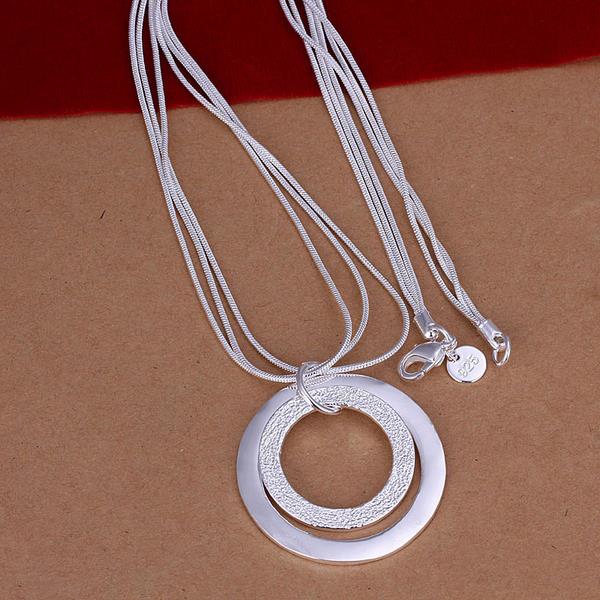 Wholesale Romantic Silver Round Necklace TGSPN601 1