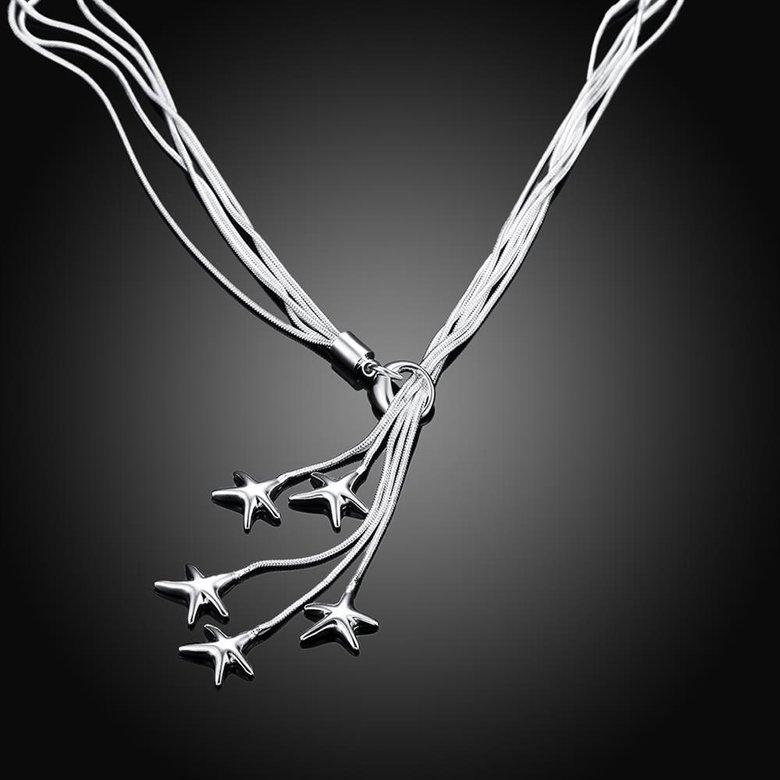 Wholesale Classic Silver Star Necklace TGSPN633 2