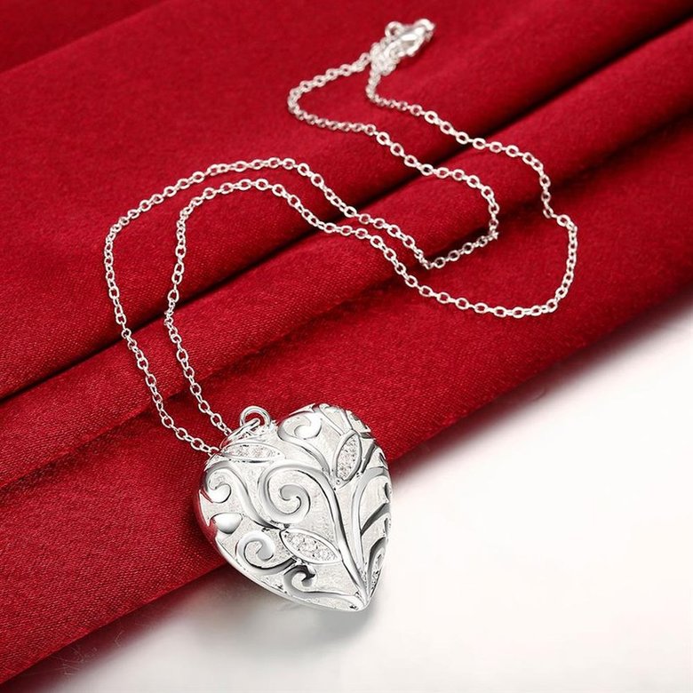 Wholesale Romantic Silver Heart Necklace TGSPN061 3