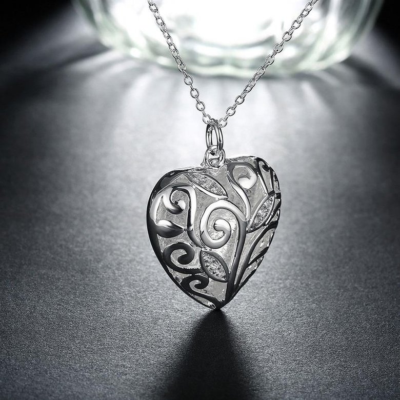 Wholesale Romantic Silver Heart Necklace TGSPN061 4