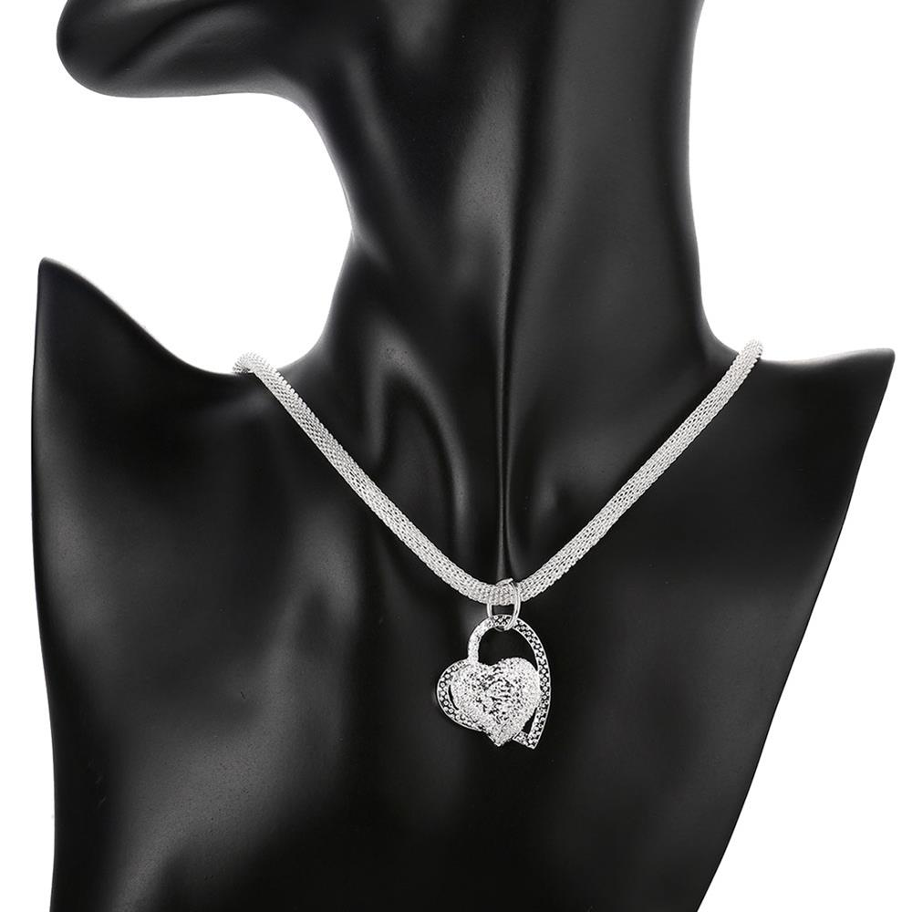 Wholesale Romantic Silver Heart Necklace TGSPN081 5