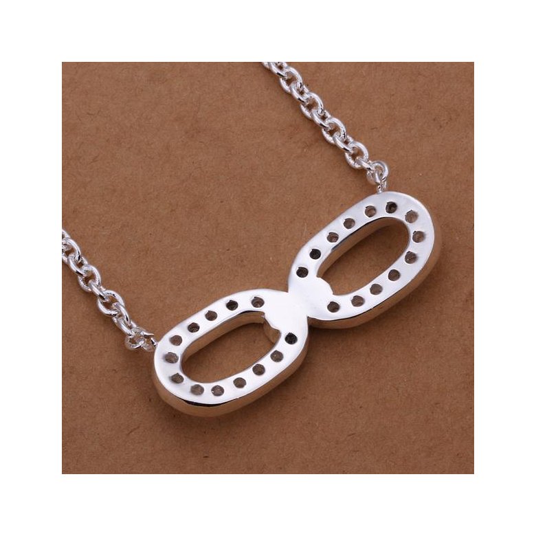 Wholesale Romantic Silver Bowknot CZ Necklace TGSPN104 1