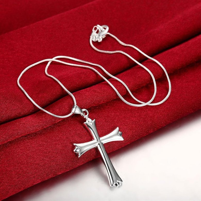 Wholesale Classic Silver Cross Necklace TGSPN132 2