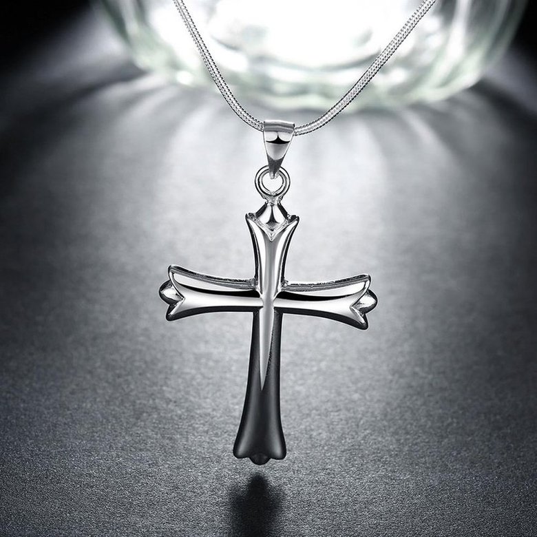 Wholesale Classic Silver Cross Necklace TGSPN132 3