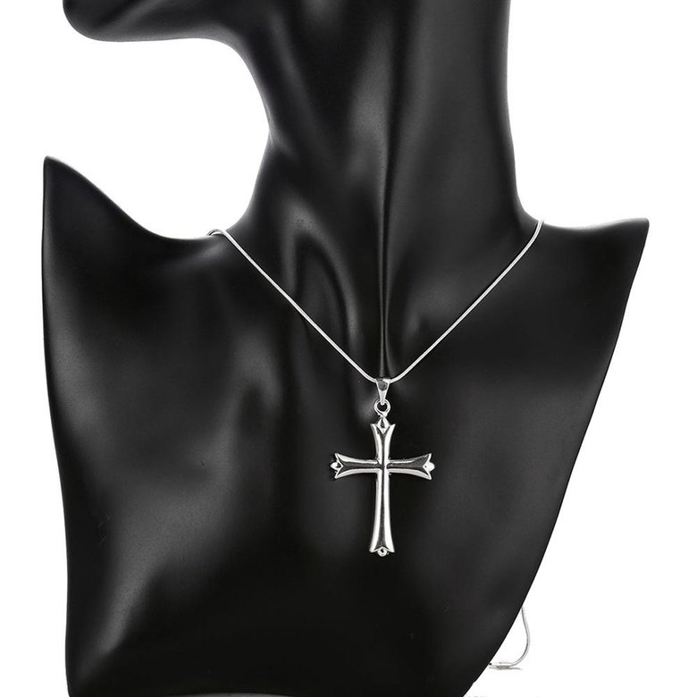Wholesale Classic Silver Cross Necklace TGSPN132 4