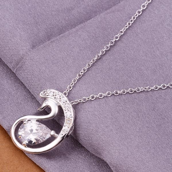 Wholesale Classic Silver Round CZ Necklace TGSPN222 0