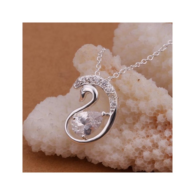 Wholesale Classic Silver Round CZ Necklace TGSPN222 1