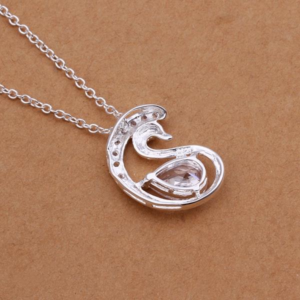 Wholesale Classic Silver Round CZ Necklace TGSPN222 2