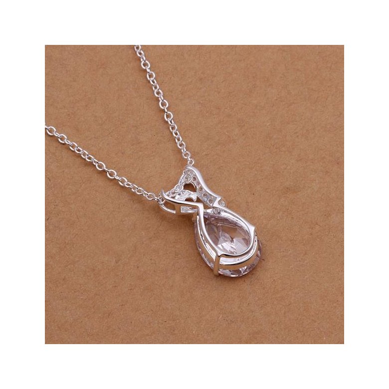 Wholesale Romantic Silver Water Drop CZ Necklace TGSPN228 0