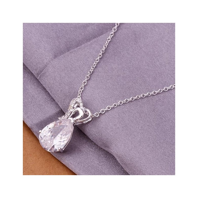 Wholesale Romantic Silver Water Drop CZ Necklace TGSPN228 1