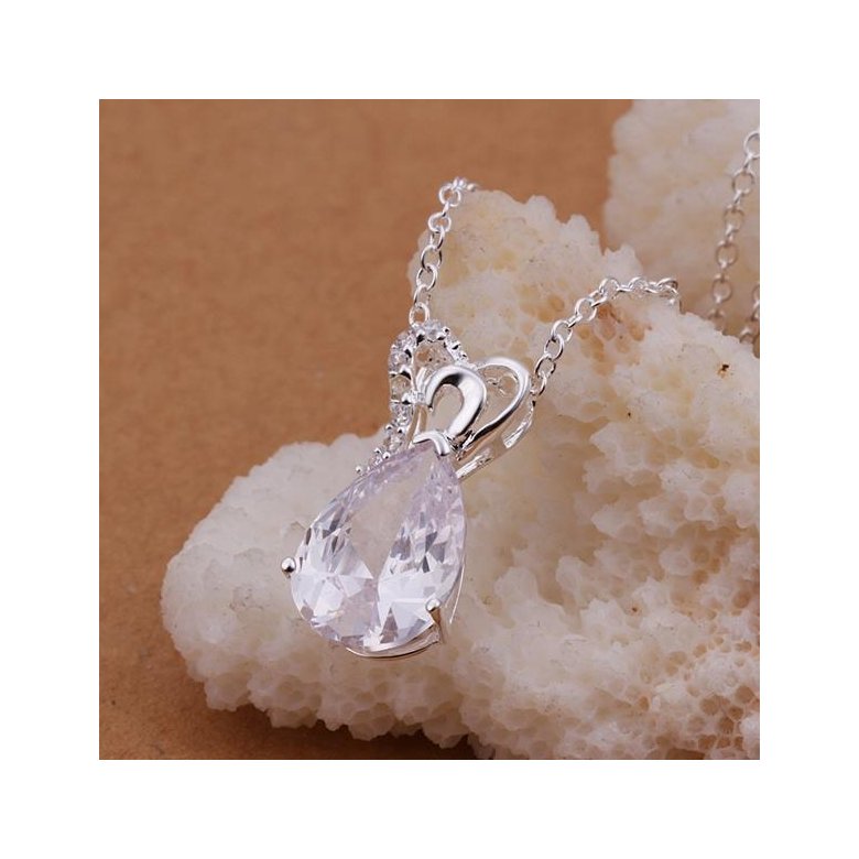 Wholesale Romantic Silver Water Drop CZ Necklace TGSPN228 2