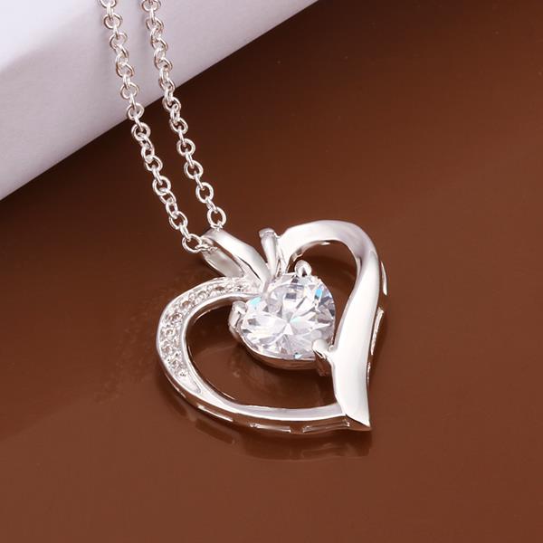 Wholesale Classic Silver Heart CZ Necklace TGSPN231 0