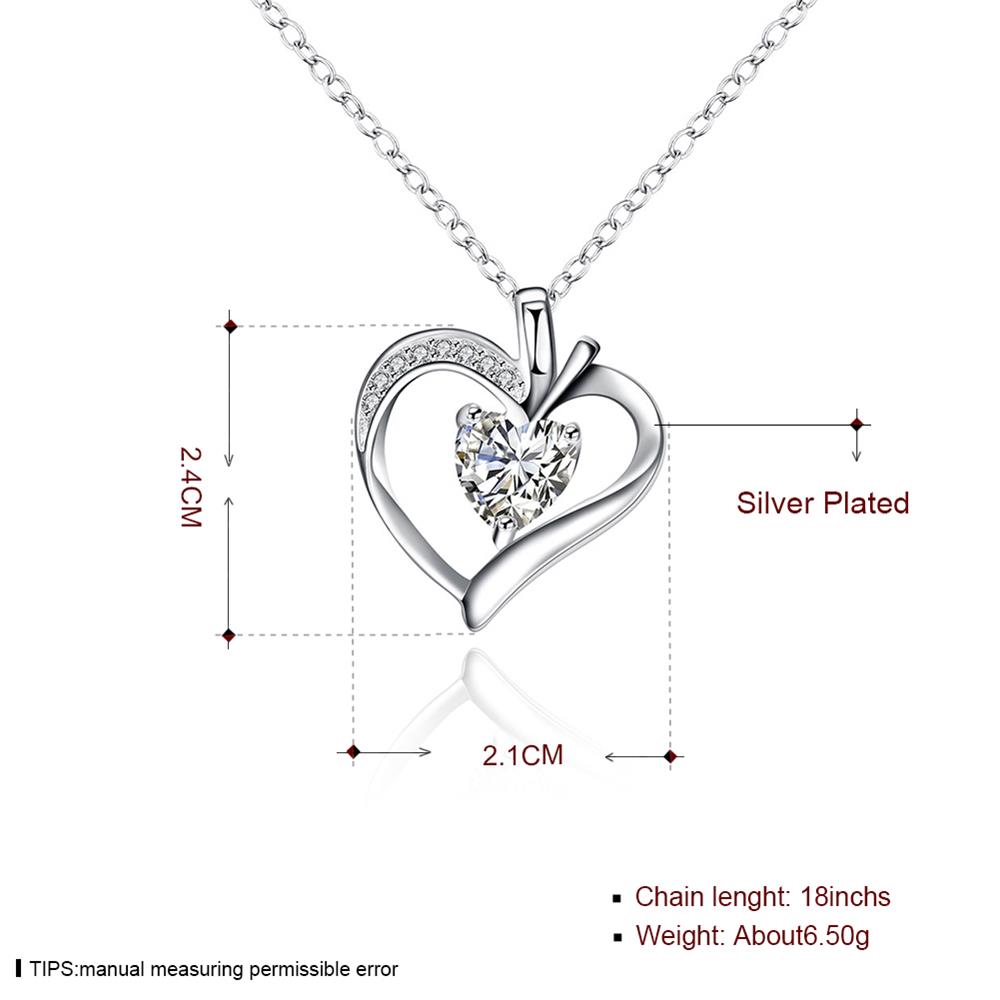 Wholesale Classic Silver Heart CZ Necklace TGSPN231 1
