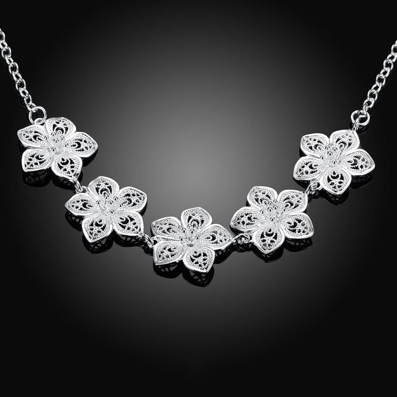 Wholesale Romantic Silver Plant Necklace TGSPN243 1