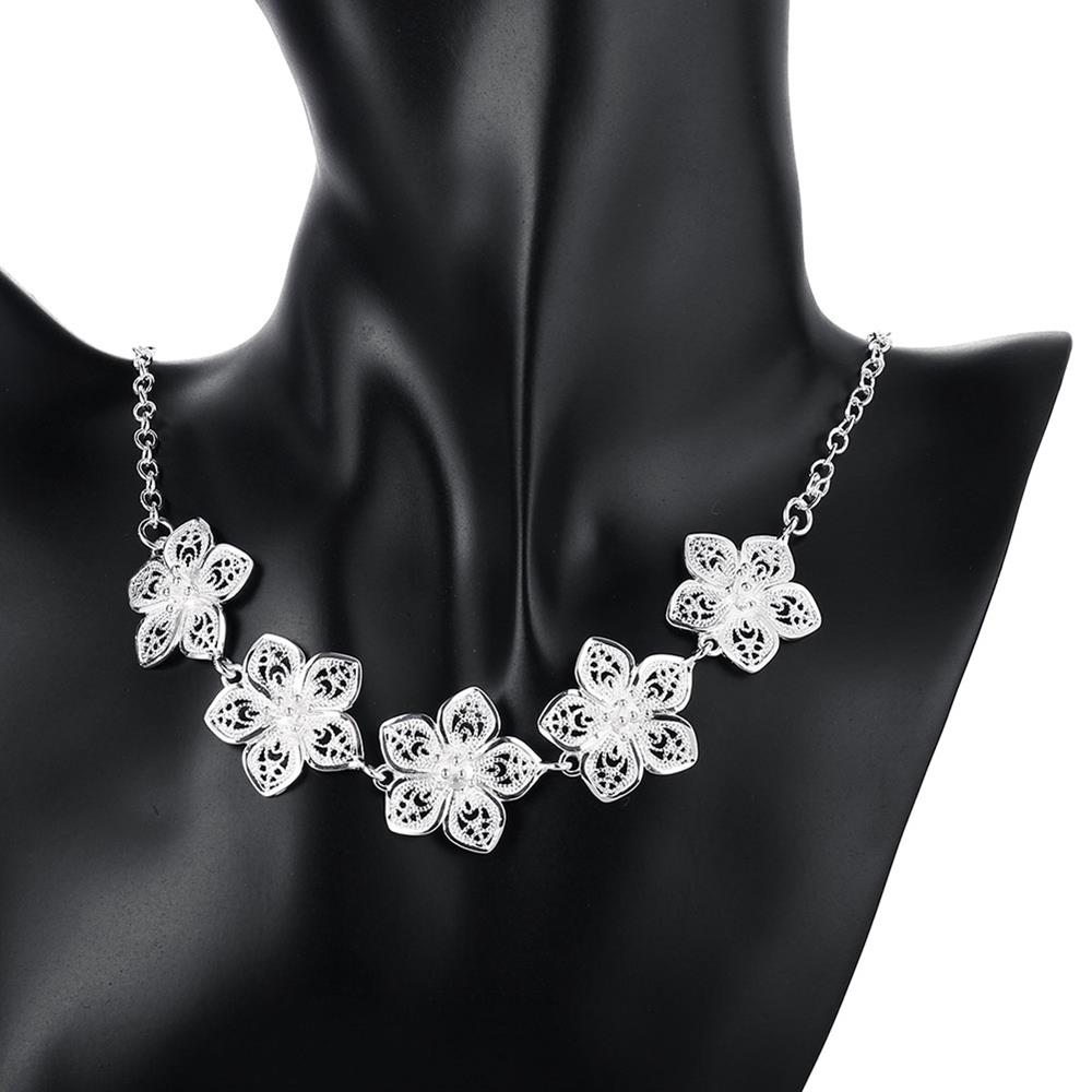 Wholesale Romantic Silver Plant Necklace TGSPN243 5