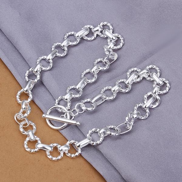 Wholesale Romantic Silver Round Necklace TGSPN251 2