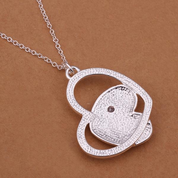 Wholesale Trendy Silver Heart CZ Necklace TGSPN272 1