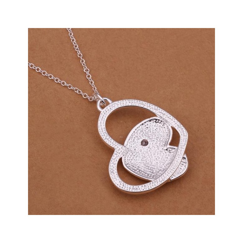 Wholesale Trendy Silver Heart CZ Necklace TGSPN272 1