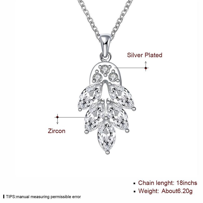 Wholesale Trendy Silver Plant CZ Necklace TGSPN297 1