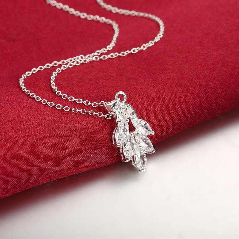 Wholesale Trendy Silver Plant CZ Necklace TGSPN297 3