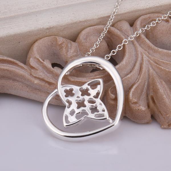 Wholesale Romantic Silver Heart CZ Necklace TGSPN307 0