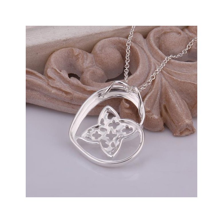 Wholesale Romantic Silver Heart CZ Necklace TGSPN307 1