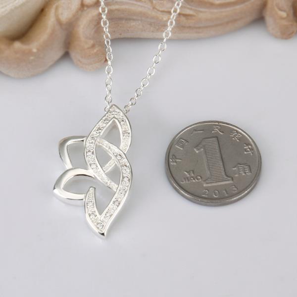 Wholesale Romantic Silver Plant CZ Necklace TGSPN319 4