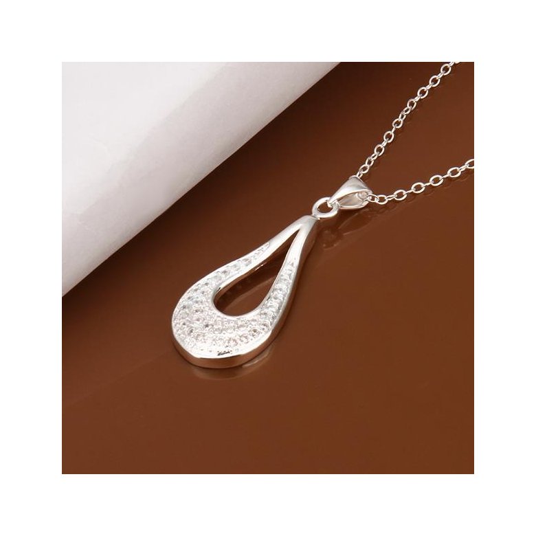 Wholesale Trendy Silver Water Drop CZ Necklace TGSPN348 0