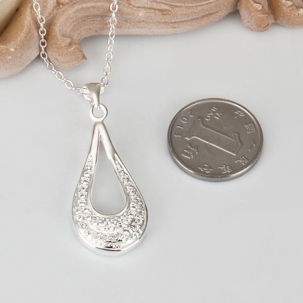 Wholesale Trendy Silver Water Drop CZ Necklace TGSPN348 2