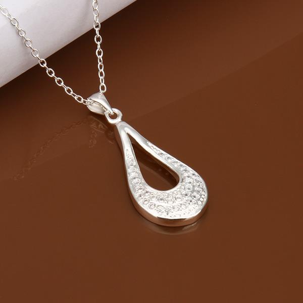 Wholesale Trendy Silver Water Drop CZ Necklace TGSPN348 3